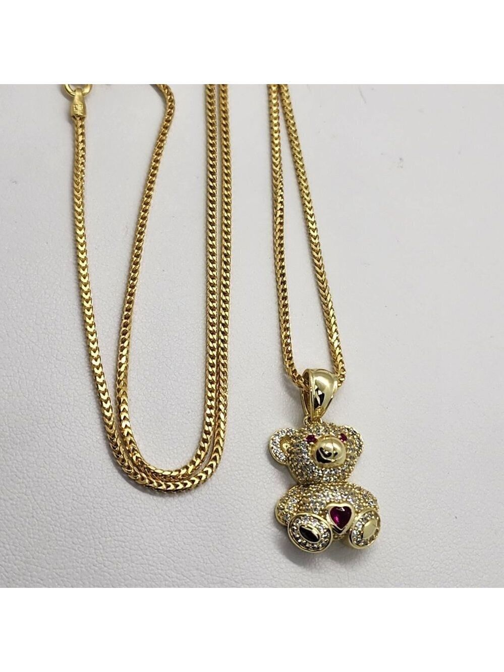 Last One Brand New Sterling Silver 925 Pink Heart Teddy Bear Necklace